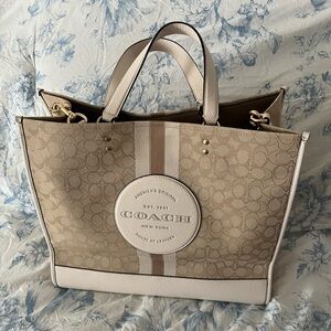 Coach Beige and Cream Signature Tote